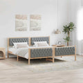 vidaXL Ramka łóżka Jasnoszary 200 x 200 cm Lite drewno sosnowe