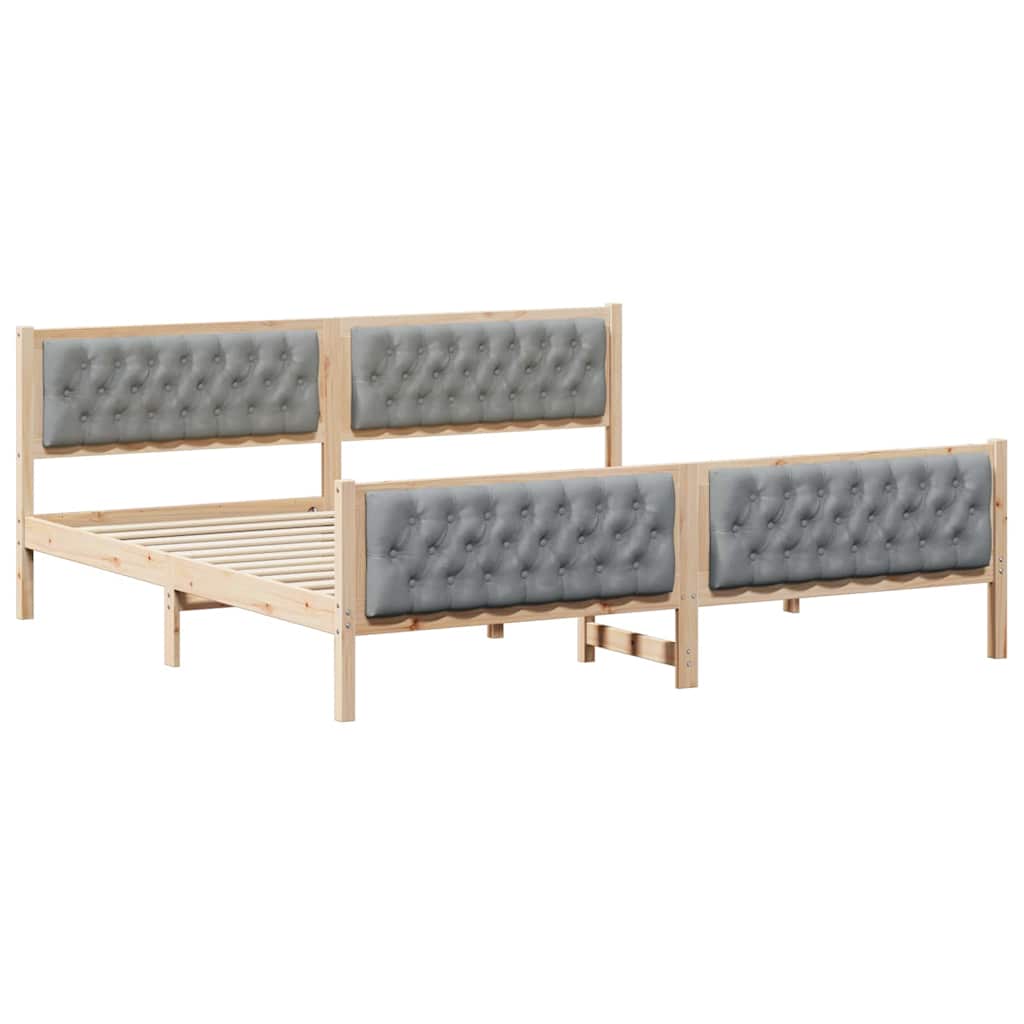 vidaXL Ramka łóżka Jasnoszary 200 x 200 cm Lite drewno sosnowe