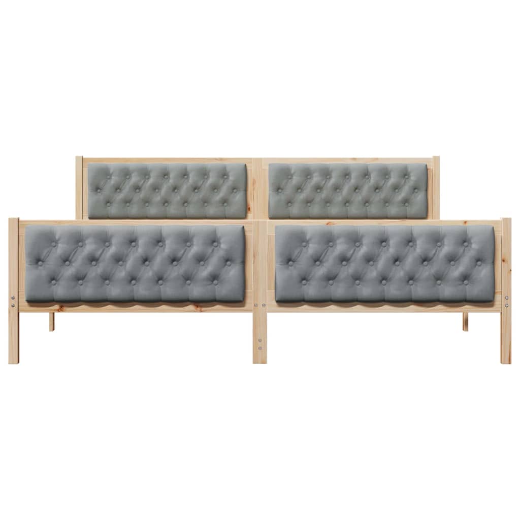 vidaXL Ramka łóżka Jasnoszary 200 x 200 cm Lite drewno sosnowe
