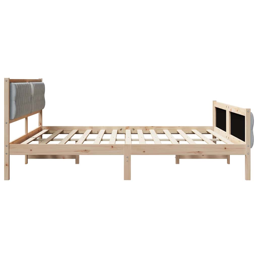 vidaXL Ramka łóżka Jasnoszary 200 x 200 cm Lite drewno sosnowe
