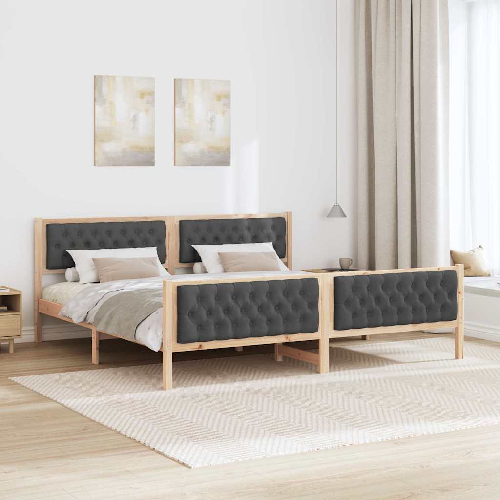 vidaXL Ramka łóżka Ciemnoszary 200 x 200 cm Lite drewno sosnowe
