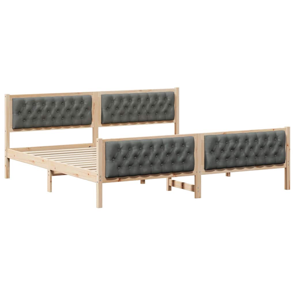 vidaXL Ramka łóżka Ciemnoszary 200 x 200 cm Lite drewno sosnowe