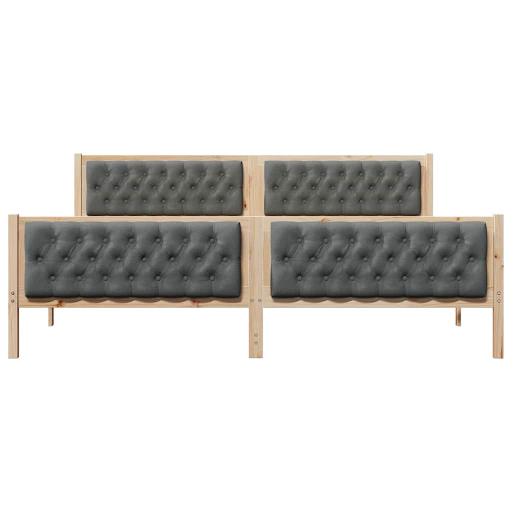 vidaXL Ramka łóżka Ciemnoszary 200 x 200 cm Lite drewno sosnowe