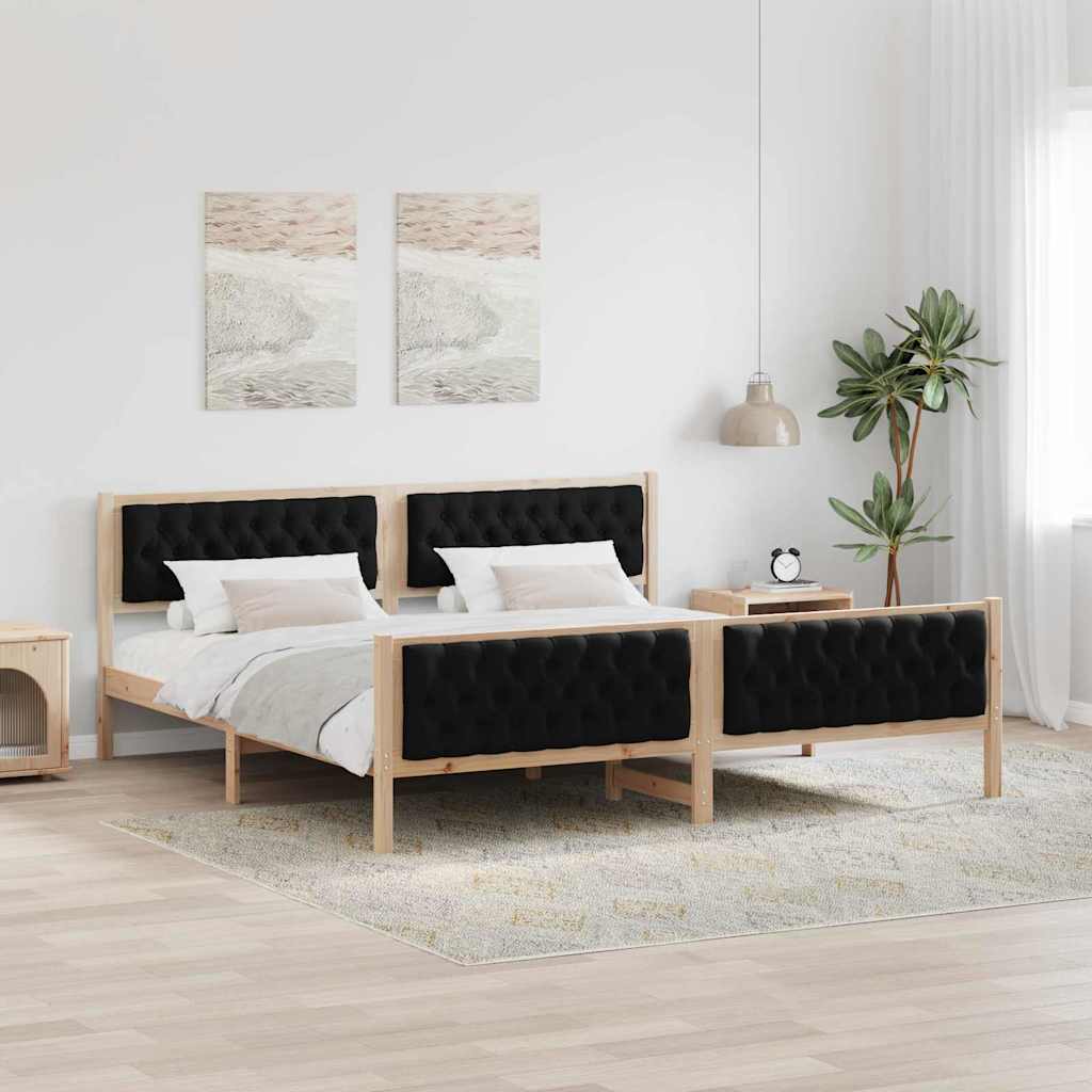 vidaXL Ramka łóżka Czarny 200 x 200 cm Lite drewno sosnowe