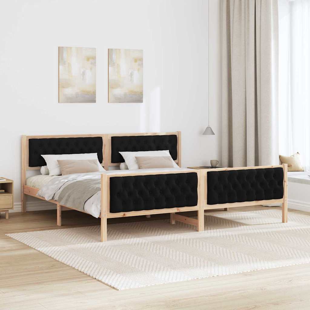 vidaXL Ramka łóżka Czarny 200 x 200 cm Lite drewno sosnowe