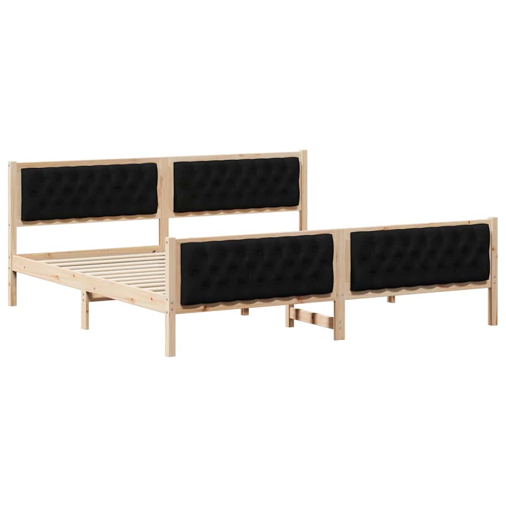 vidaXL Ramka łóżka Czarny 200 x 200 cm Lite drewno sosnowe