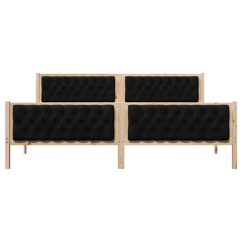 vidaXL Ramka łóżka Czarny 200 x 200 cm Lite drewno sosnowe