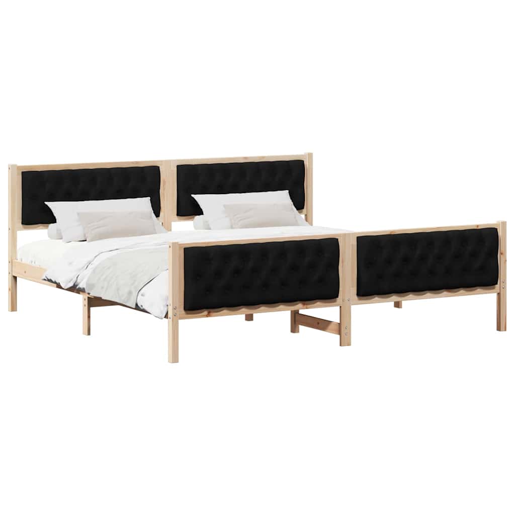 vidaXL Ramka łóżka Czarny 200 x 200 cm Lite drewno sosnowe