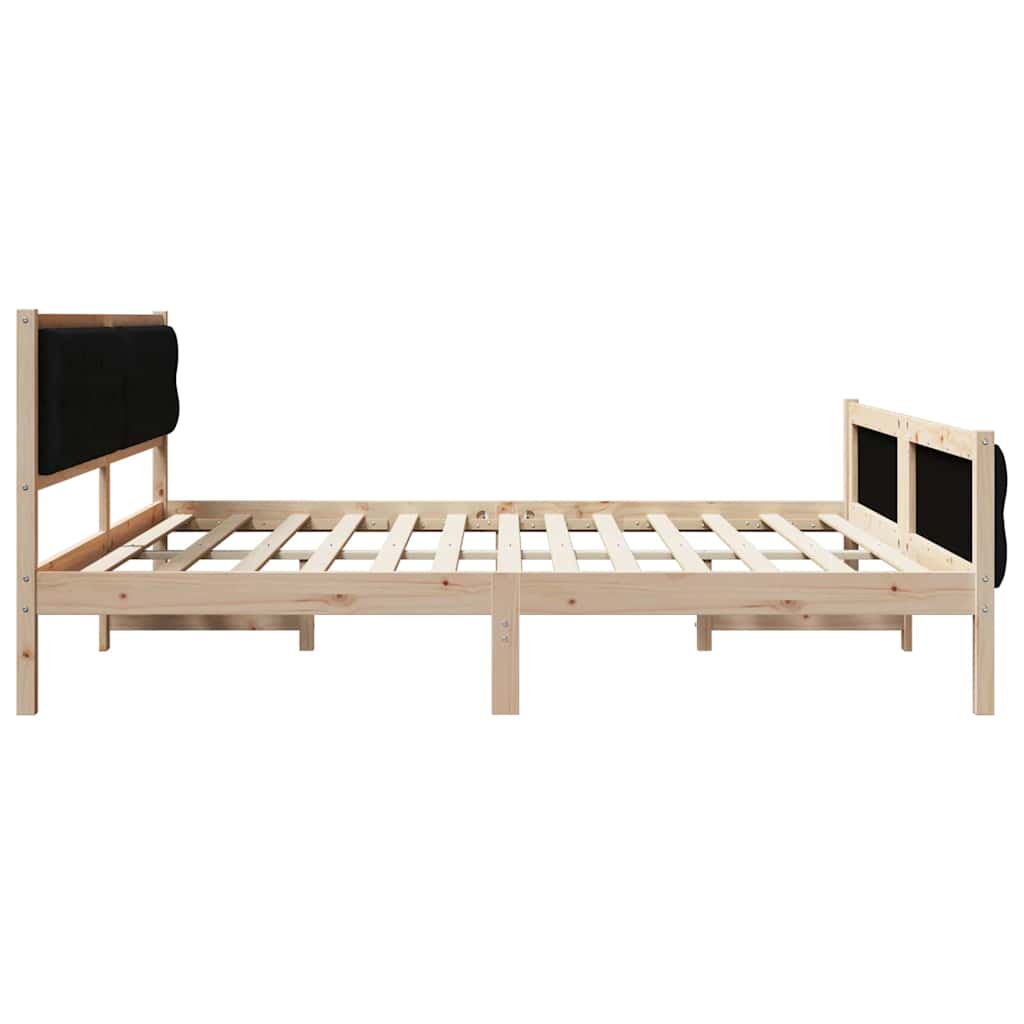vidaXL Ramka łóżka Czarny 200 x 200 cm Lite drewno sosnowe
