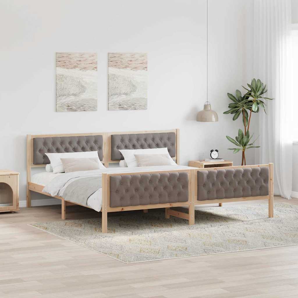 vidaXL Ramka łóżka Ciemnoszary 200 x 200 cm Lite drewno sosnowe