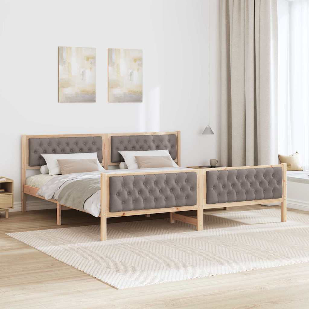 vidaXL Ramka łóżka Ciemnoszary 200 x 200 cm Lite drewno sosnowe