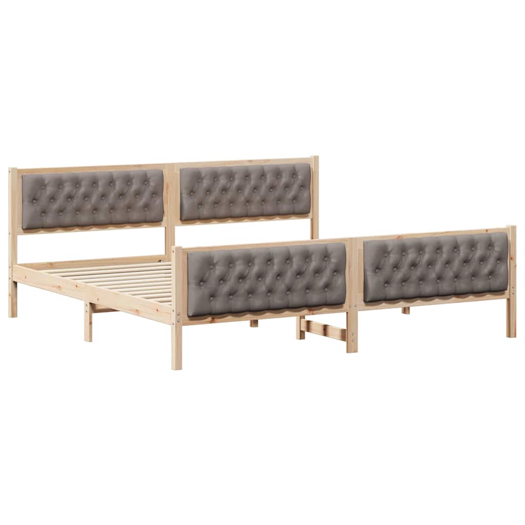 vidaXL Ramka łóżka Ciemnoszary 200 x 200 cm Lite drewno sosnowe