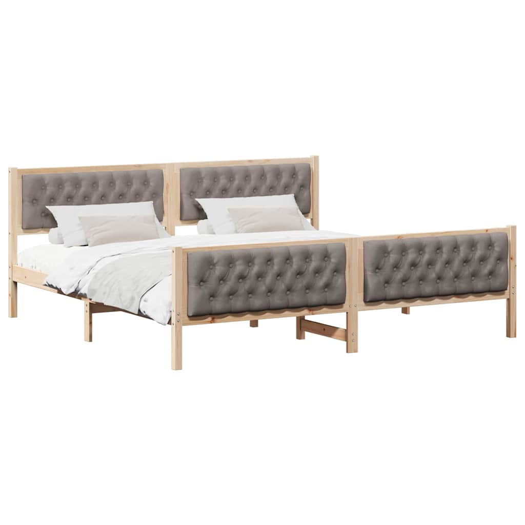 vidaXL Ramka łóżka Ciemnoszary 200 x 200 cm Lite drewno sosnowe