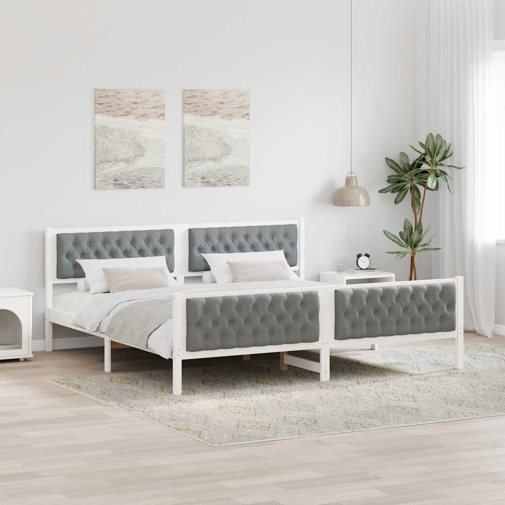 vidaXL Ramka łóżka Jasnoszary 200 x 200 cm Lite drewno sosnowe