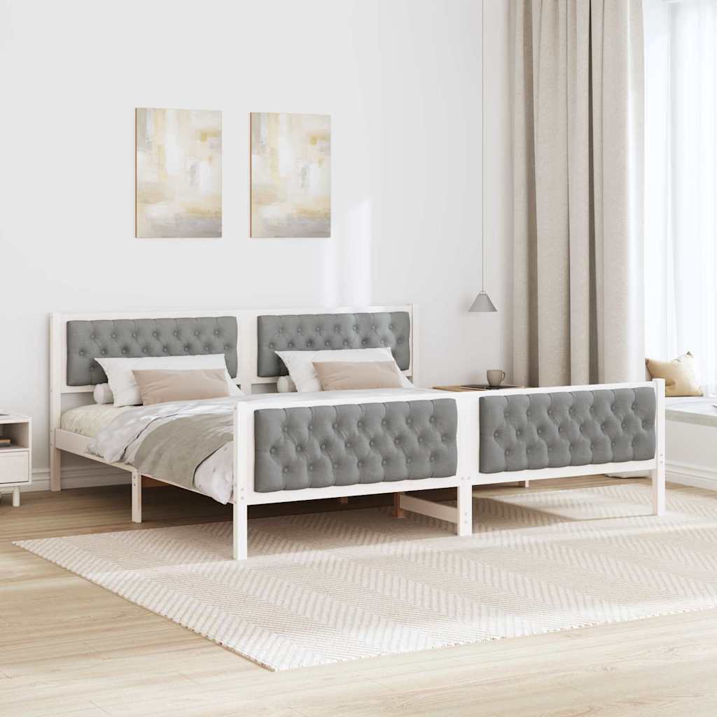 vidaXL Ramka łóżka Jasnoszary 200 x 200 cm Lite drewno sosnowe