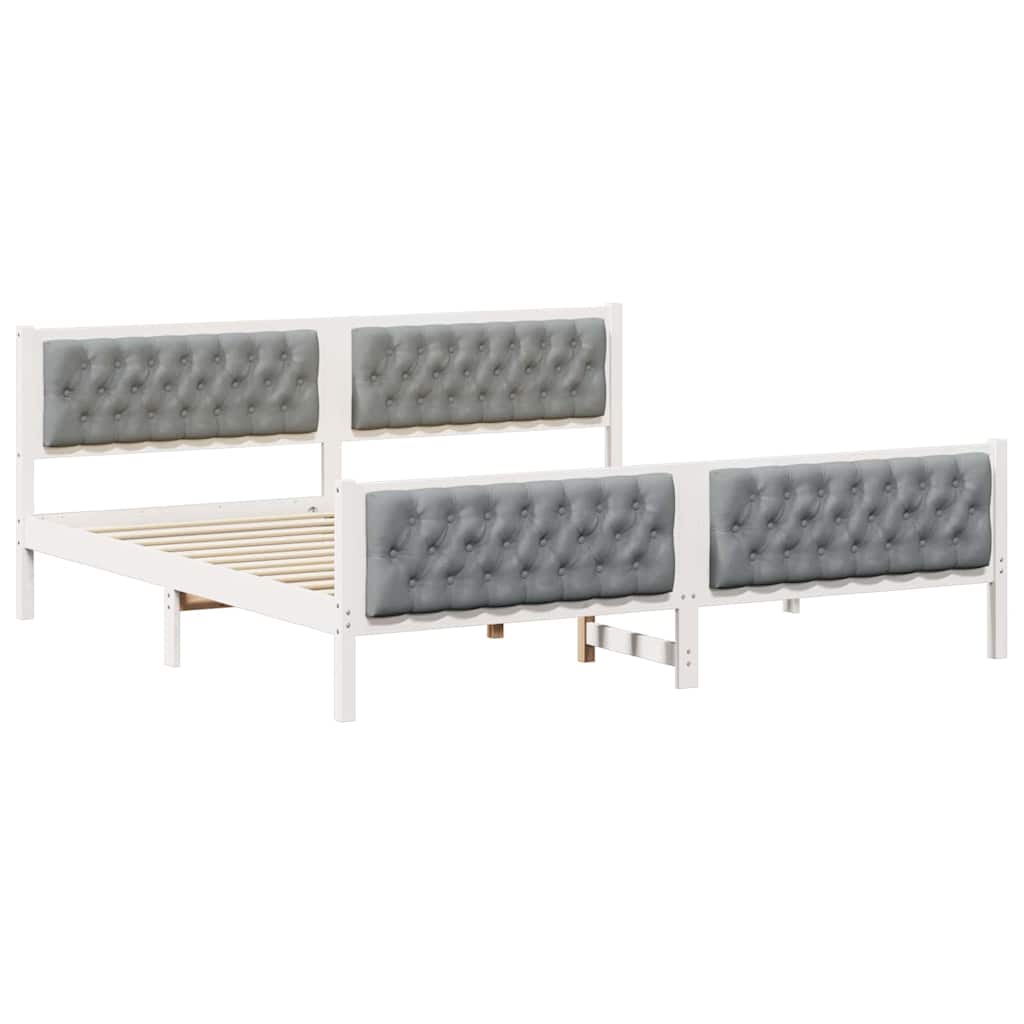 vidaXL Ramka łóżka Jasnoszary 200 x 200 cm Lite drewno sosnowe