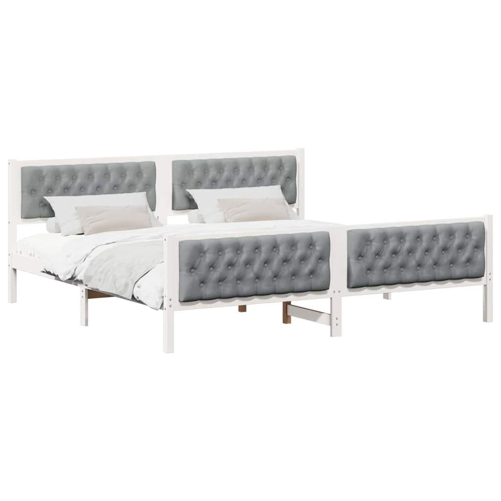 vidaXL Ramka łóżka Jasnoszary 200 x 200 cm Lite drewno sosnowe