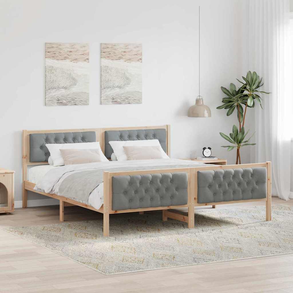 vidaXL Ramka łóżka Jasnoszary 180 x 200 cm Lite drewno sosnowe