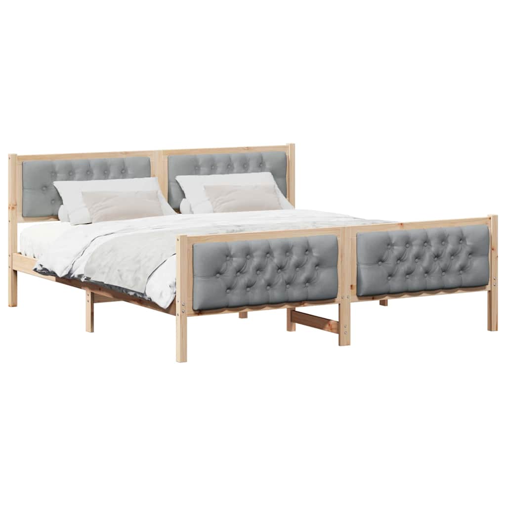 vidaXL Ramka łóżka Jasnoszary 180 x 200 cm Lite drewno sosnowe