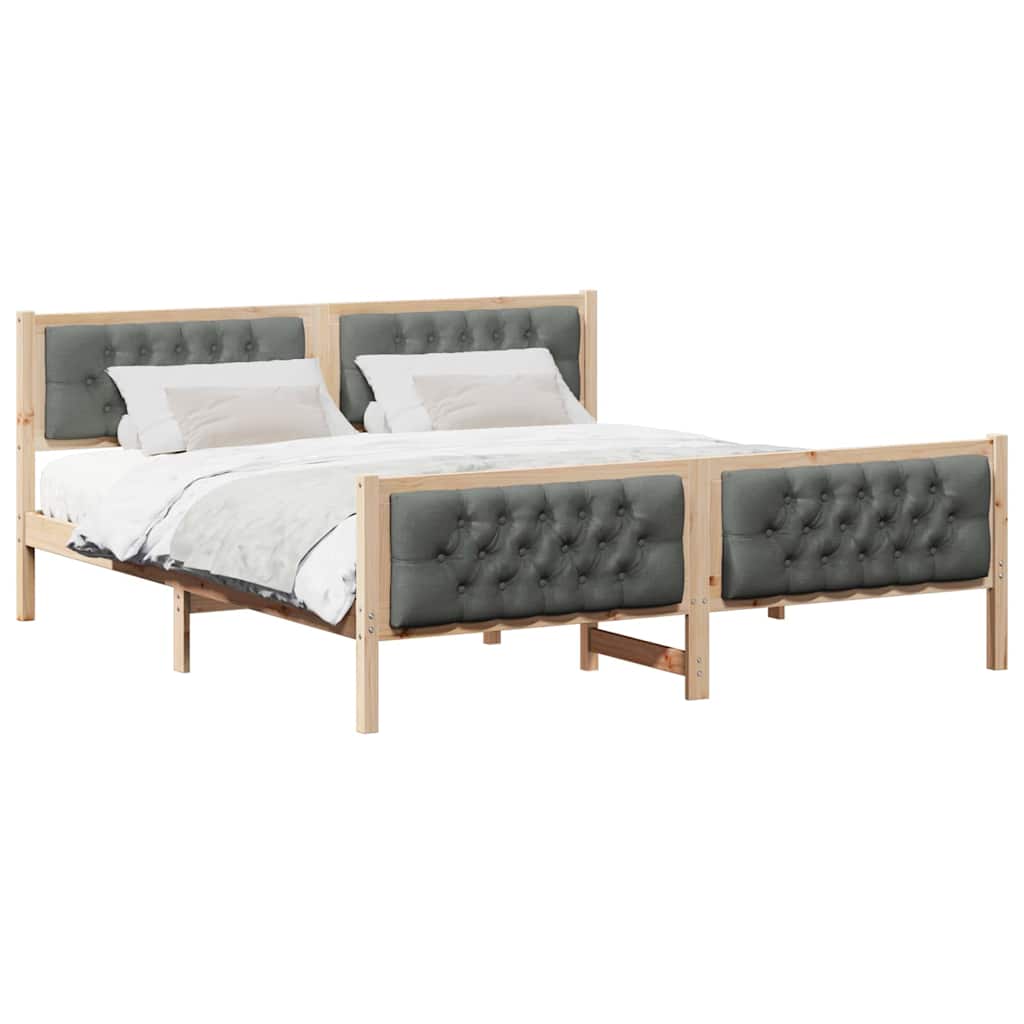 vidaXL Ramka łóżka Ciemnoszary 180 x 200 cm Lite drewno sosnowe