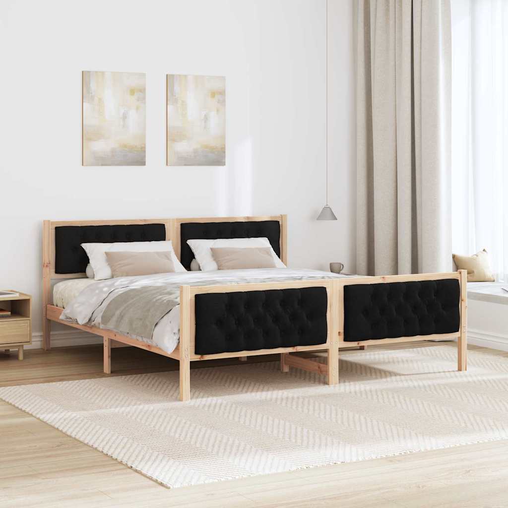 vidaXL Ramka łóżka Czarny 180 x 200 cm Lite drewno sosnowe