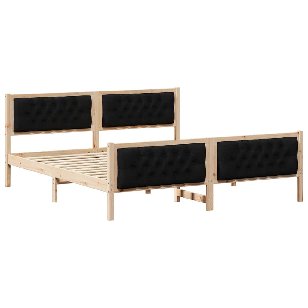 vidaXL Ramka łóżka Czarny 180 x 200 cm Lite drewno sosnowe