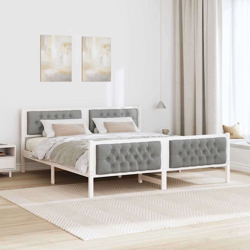 vidaXL Ramka łóżka Jasnoszary 180 x 200 cm Lite drewno sosnowe