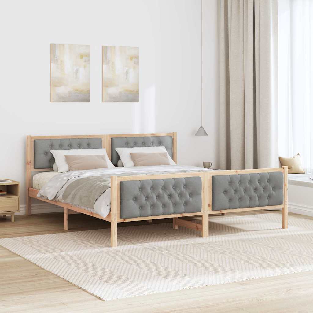 vidaXL Ramka łóżka Jasnoszary 160 x 200 cm Lite drewno sosnowe