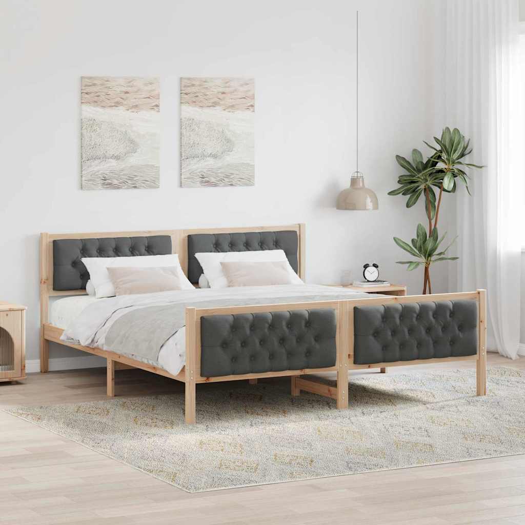 vidaXL Ramka łóżka Ciemnoszary 160 x 200 cm Lite drewno sosnowe