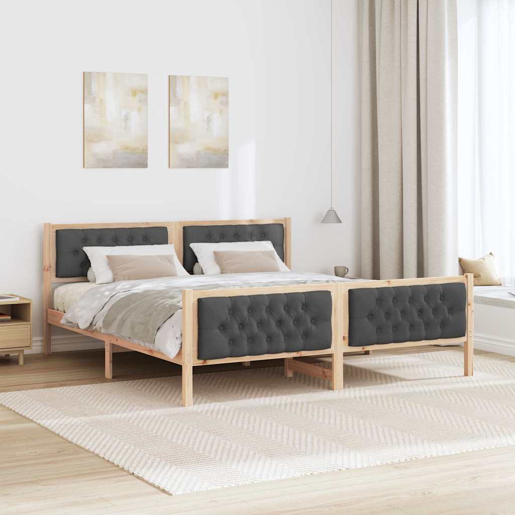 vidaXL Ramka łóżka Ciemnoszary 160 x 200 cm Lite drewno sosnowe