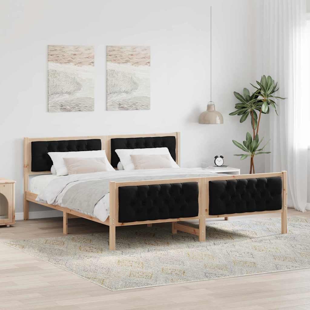 vidaXL Ramka łóżka Czarny 160 x 200 cm Lite drewno sosnowe