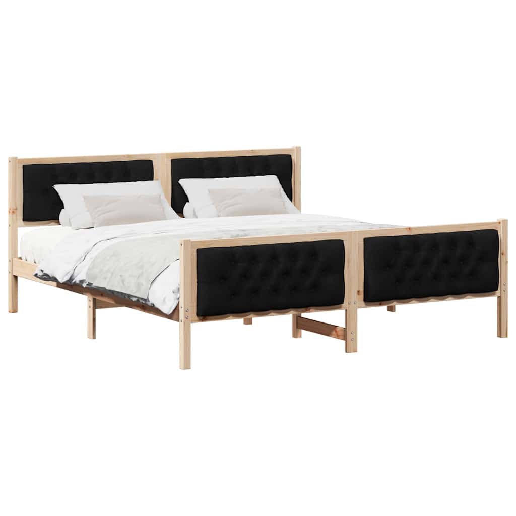 vidaXL Ramka łóżka Czarny 160 x 200 cm Lite drewno sosnowe