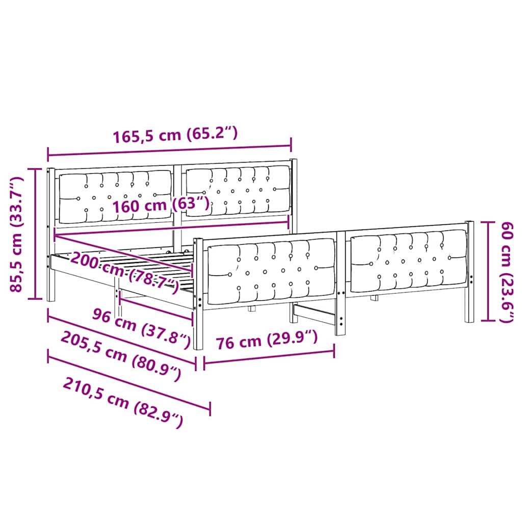 vidaXL Ramka łóżka Ciemnoszary 160 x 200 cm Lite drewno sosnowe