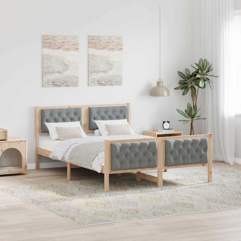 vidaXL Ramka łóżka Jasnoszary 150 x 200 cm Lite drewno sosnowe