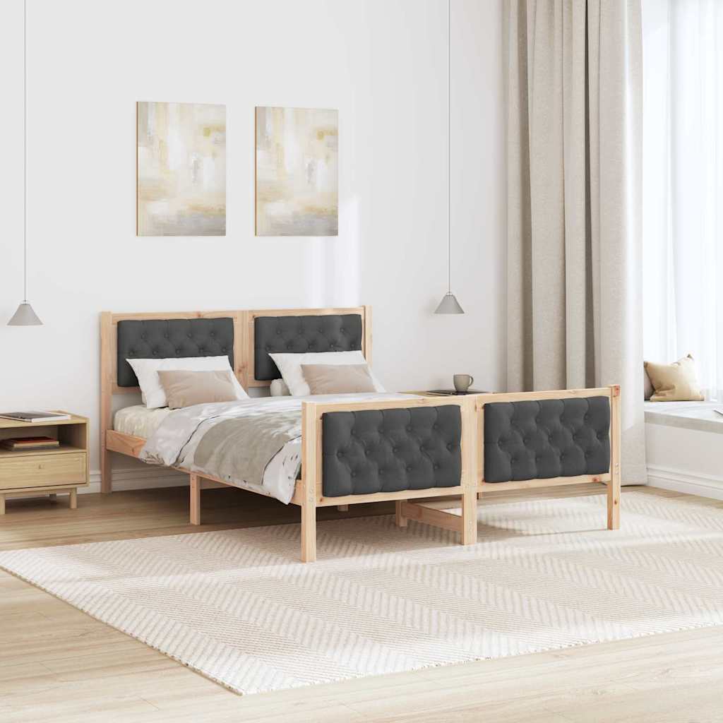 vidaXL Ramka łóżka Ciemnoszary 150 x 200 cm Lite drewno sosnowe
