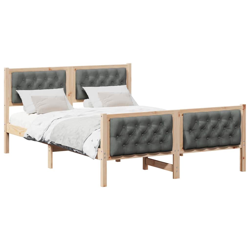 vidaXL Ramka łóżka Ciemnoszary 150 x 200 cm Lite drewno sosnowe