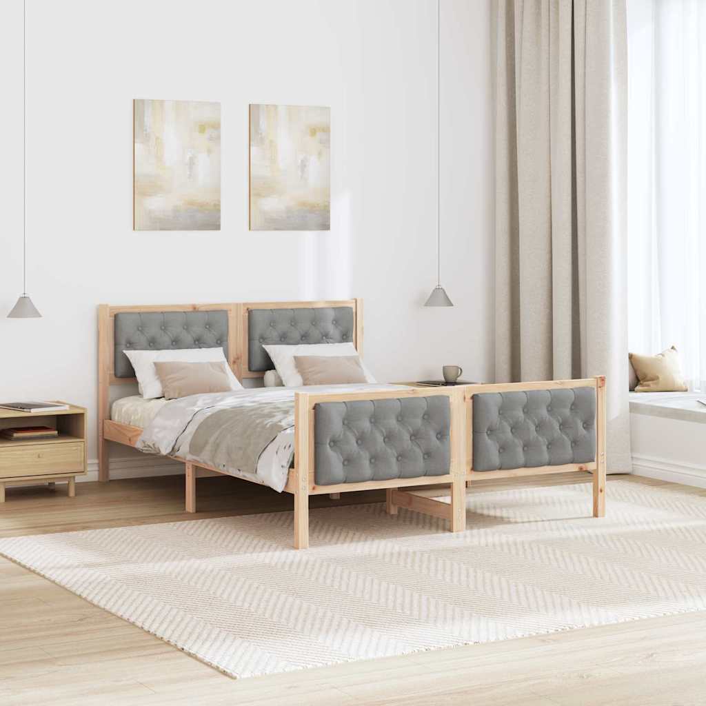 vidaXL Ramka łóżka Jasnoszary 140 x 200 cm Lite drewno sosnowe