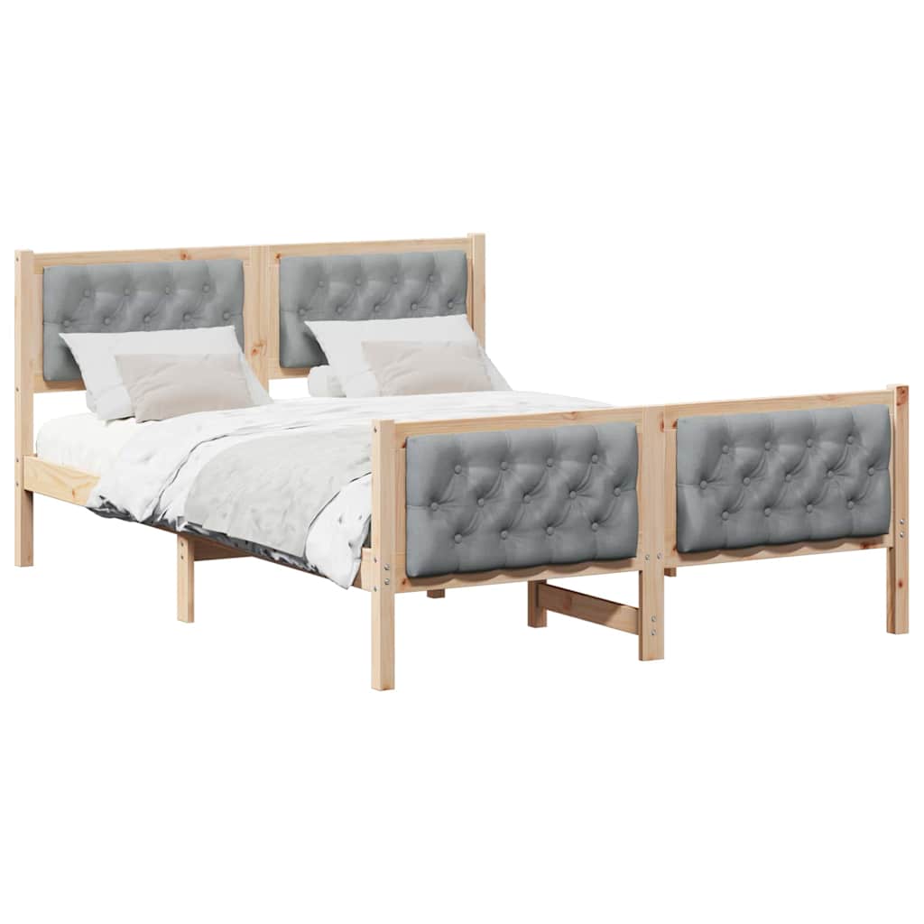 vidaXL Ramka łóżka Jasnoszary 140 x 200 cm Lite drewno sosnowe
