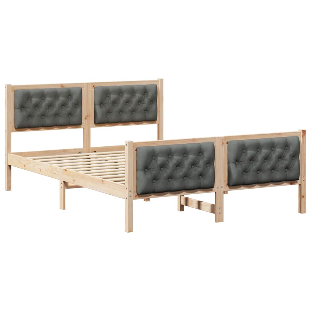vidaXL Ramka łóżka Ciemnoszary 140 x 200 cm Lite drewno sosnowe