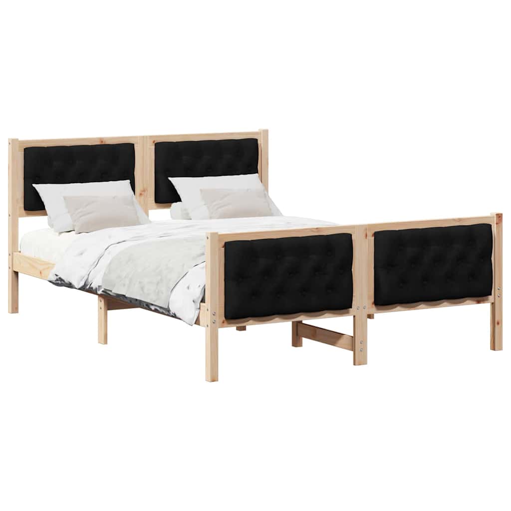 vidaXL Ramka łóżka Czarny 140 x 200 cm Lite drewno sosnowe