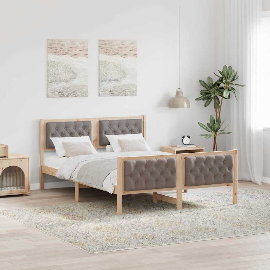 vidaXL Ramka łóżka Ciemnoszary 140 x 200 cm Lite drewno sosnowe