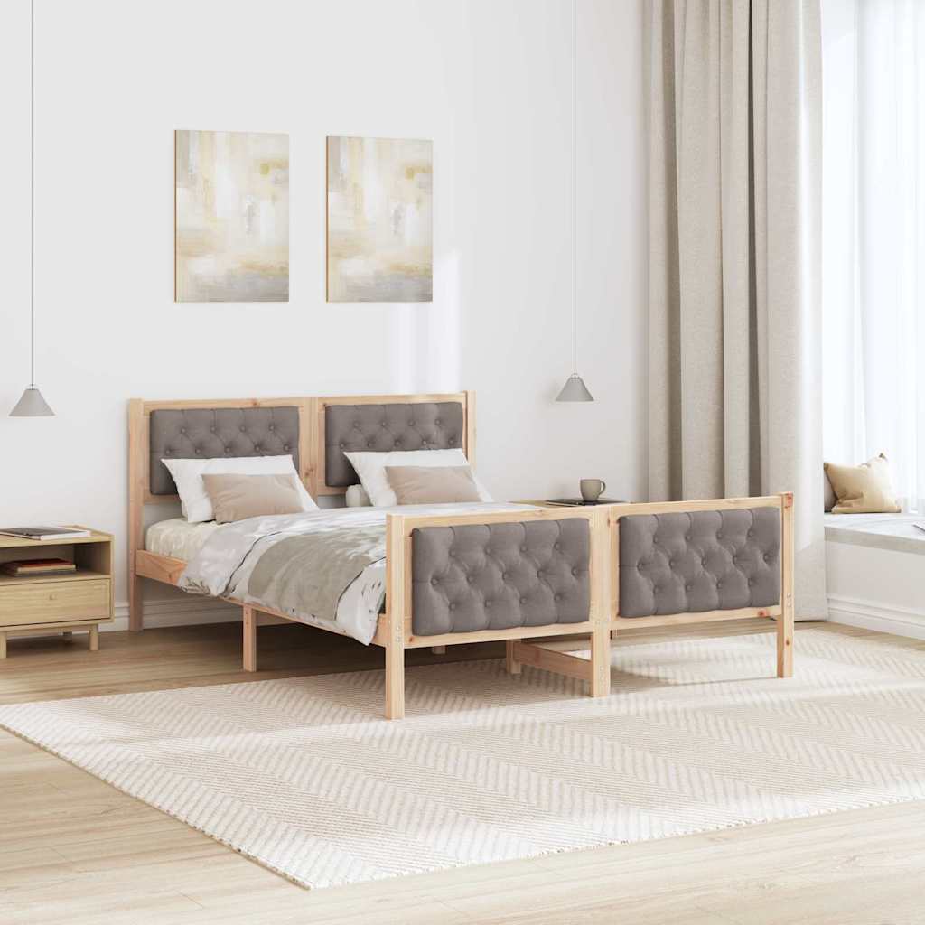 vidaXL Ramka łóżka Ciemnoszary 140 x 200 cm Lite drewno sosnowe