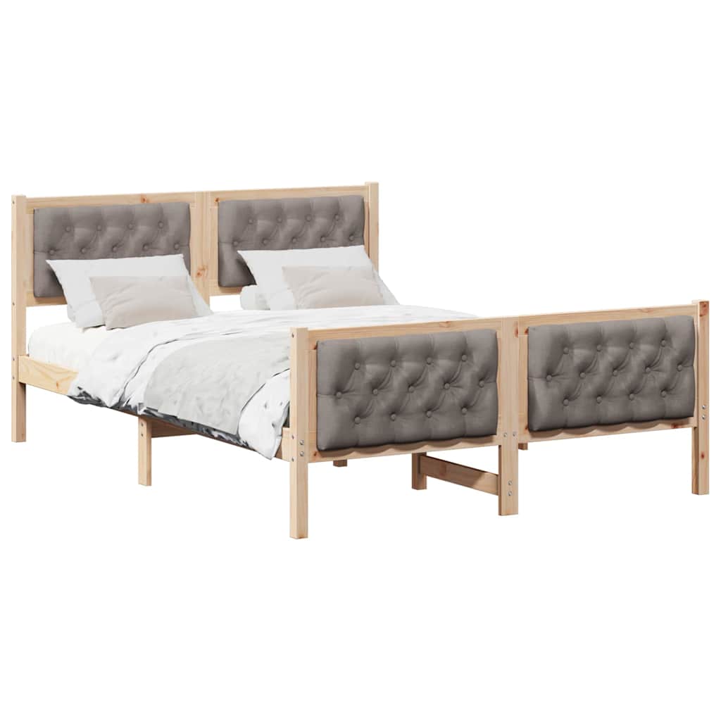 vidaXL Ramka łóżka Ciemnoszary 140 x 200 cm Lite drewno sosnowe