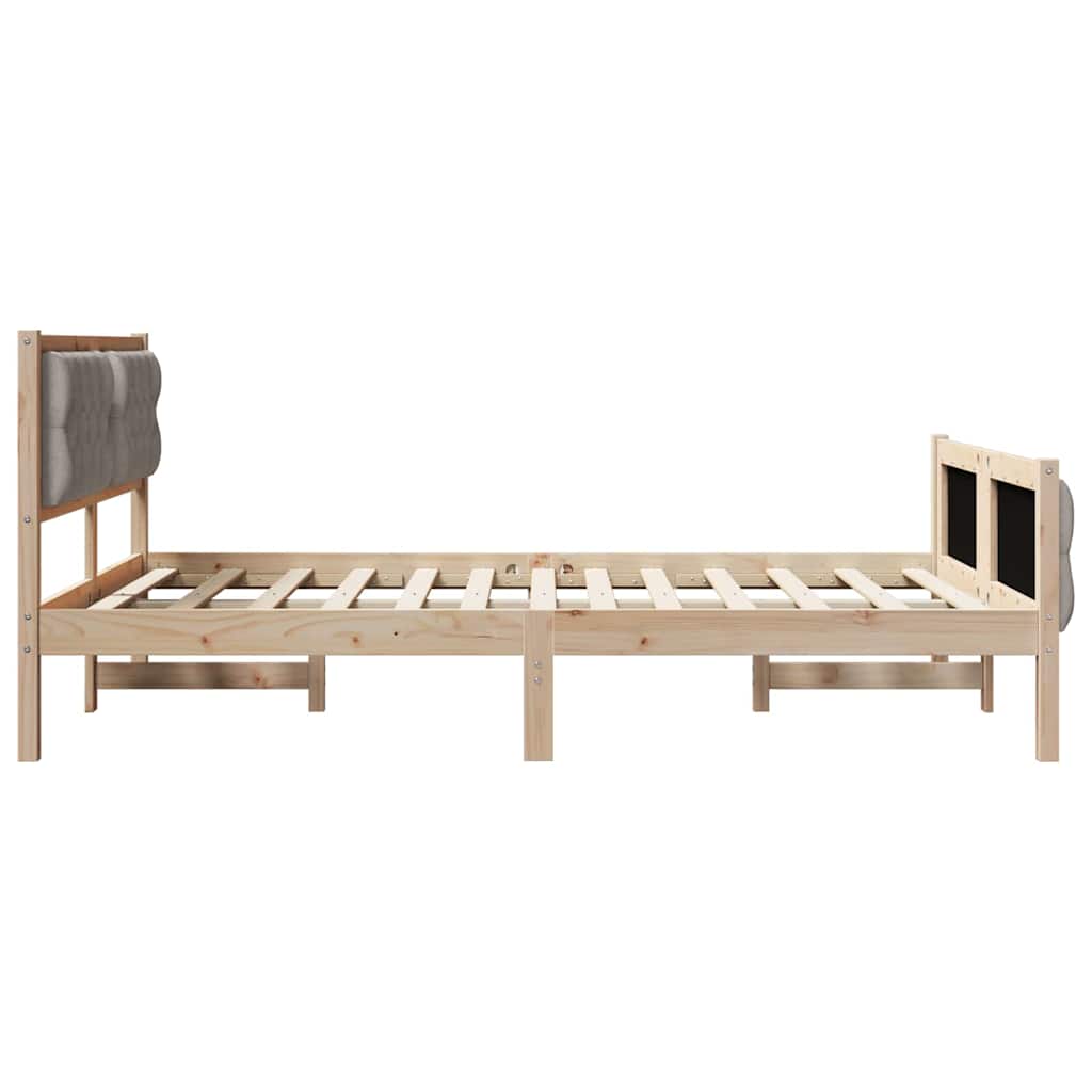 vidaXL Ramka łóżka Ciemnoszary 140 x 200 cm Lite drewno sosnowe