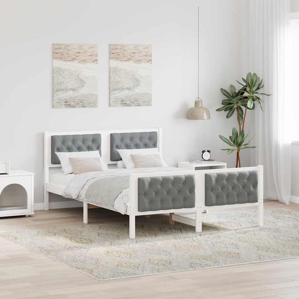 vidaXL Ramka łóżka Jasnoszary 140 x 200 cm Lite drewno sosnowe