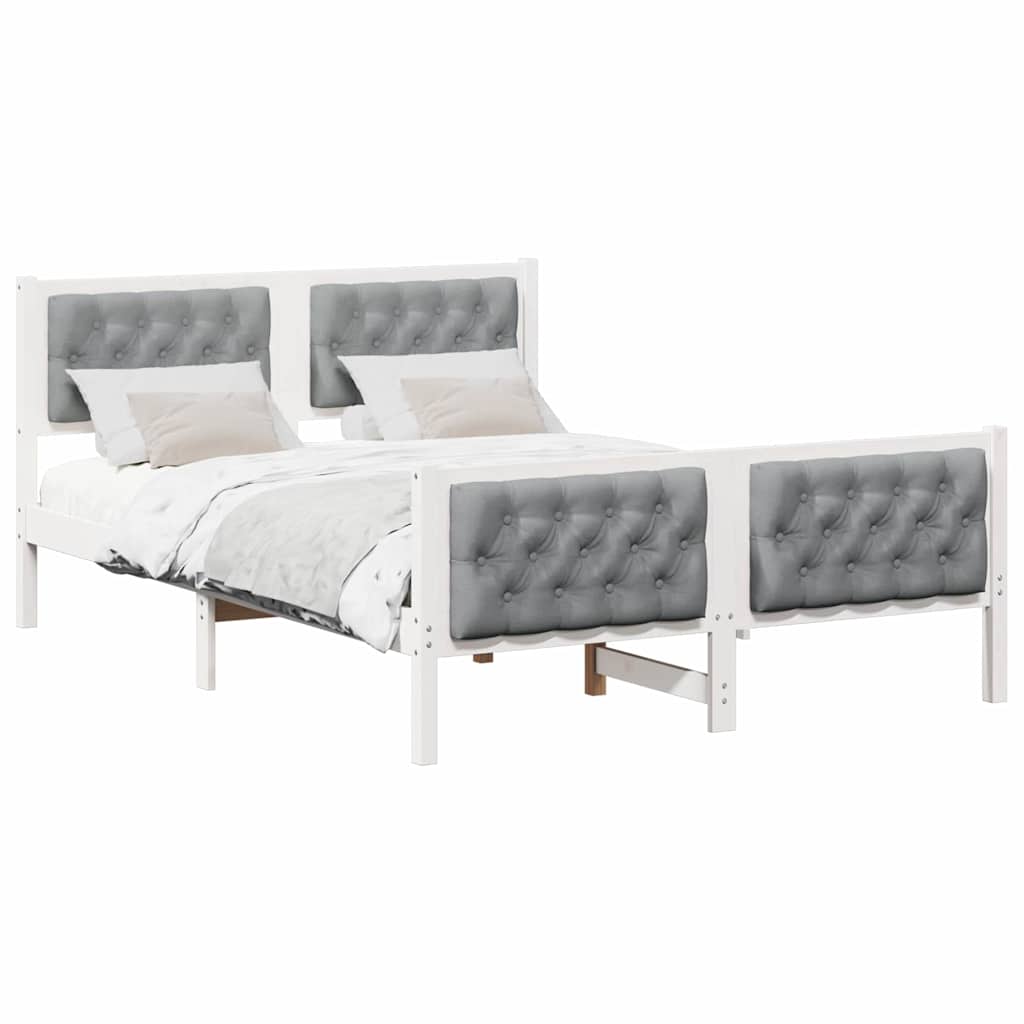 vidaXL Ramka łóżka Jasnoszary 140 x 200 cm Lite drewno sosnowe