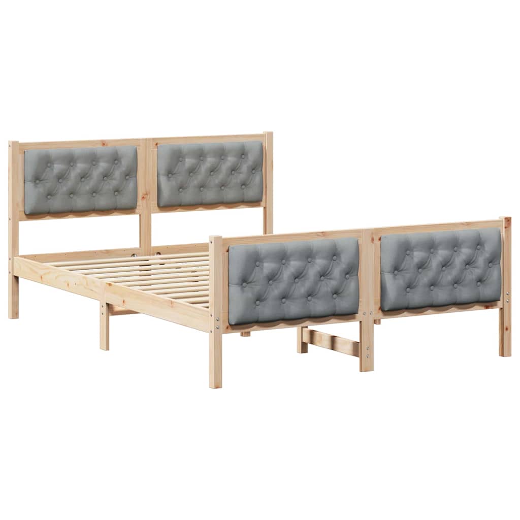 vidaXL Ramka łóżka Jasnoszary 140 x 190 cm Lite drewno sosnowe