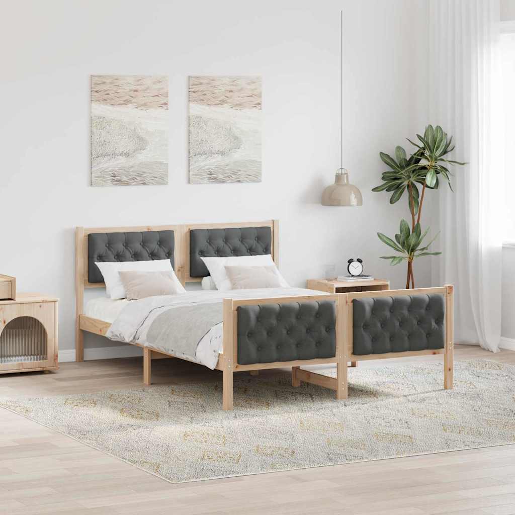 vidaXL Ramka łóżka Ciemnoszary 140 x 190 cm Lite drewno sosnowe