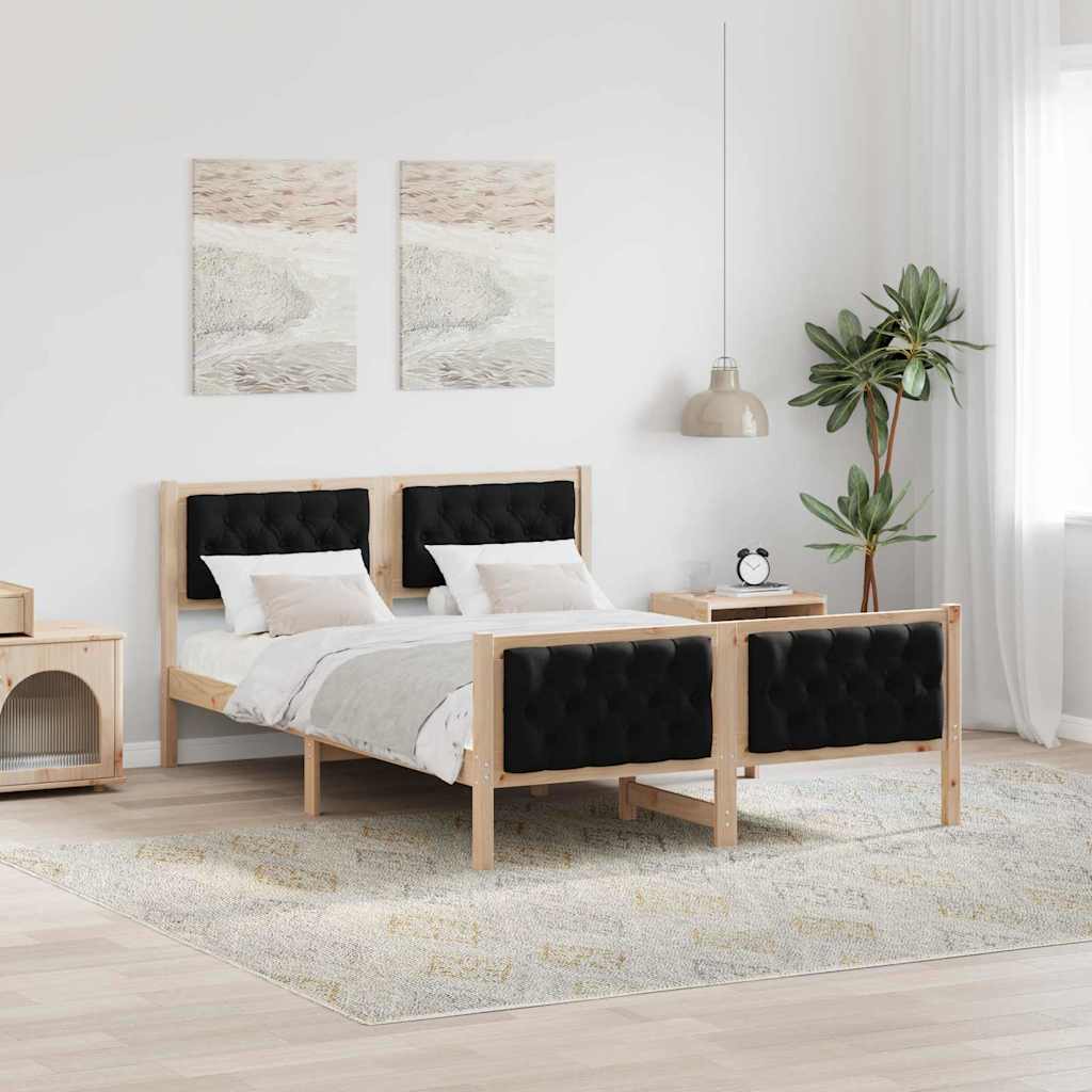 vidaXL Ramka łóżka Czarny 140 x 190 cm Lite drewno sosnowe