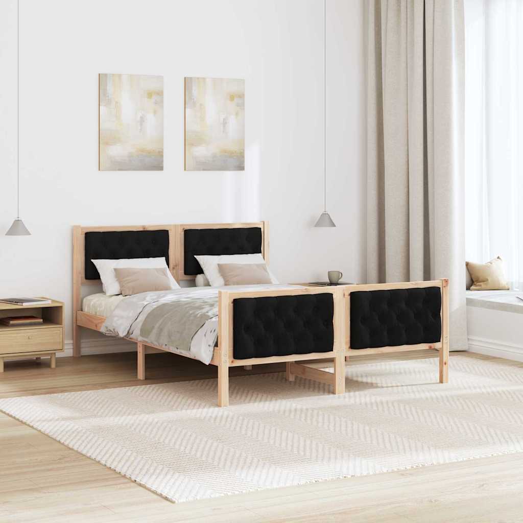 vidaXL Ramka łóżka Czarny 140 x 190 cm Lite drewno sosnowe